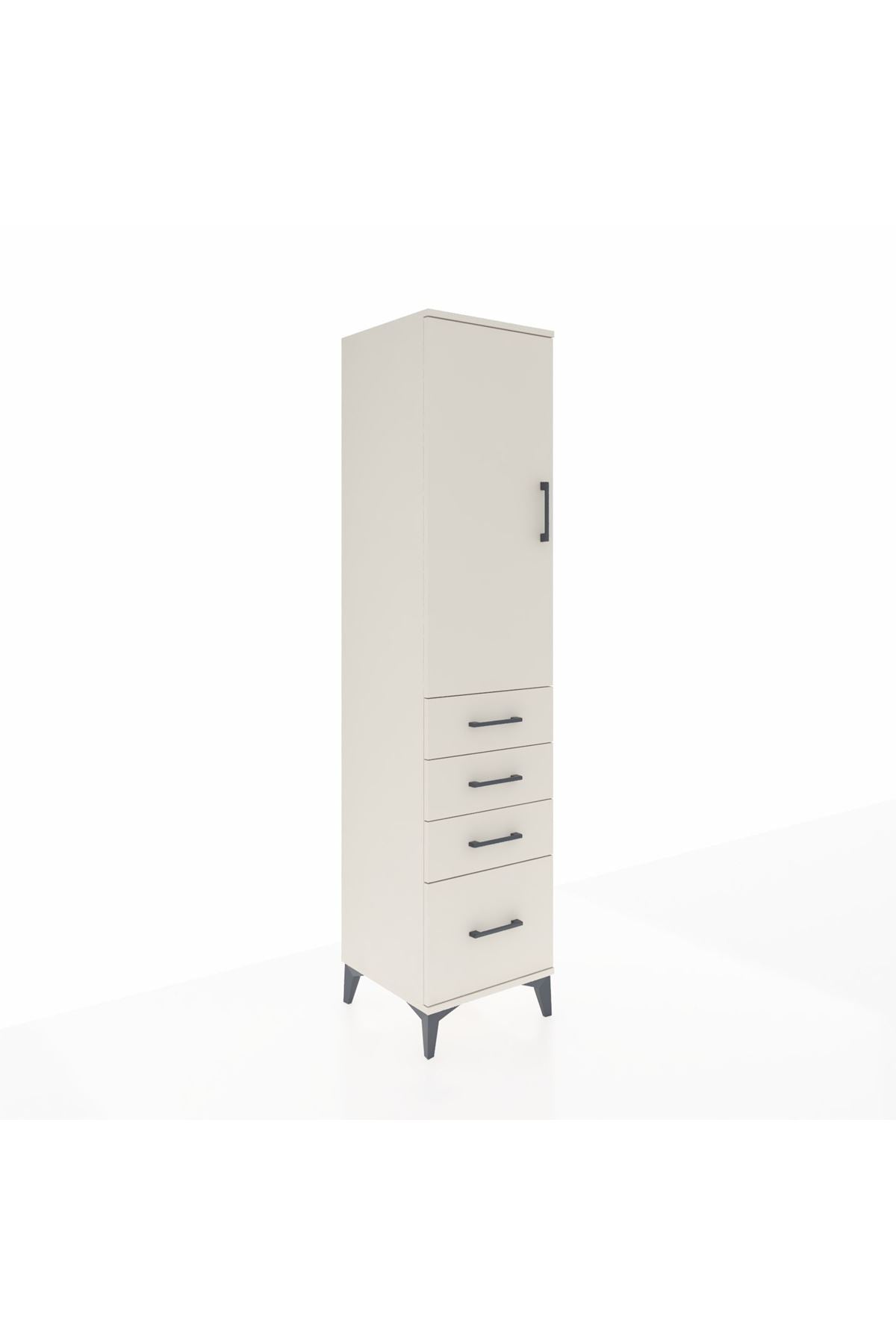 Hyperion Dolap 3 Raflı 4 Çekmeceli Tek Kapaklı 44x44x195 Aytaşı-Aytaşı