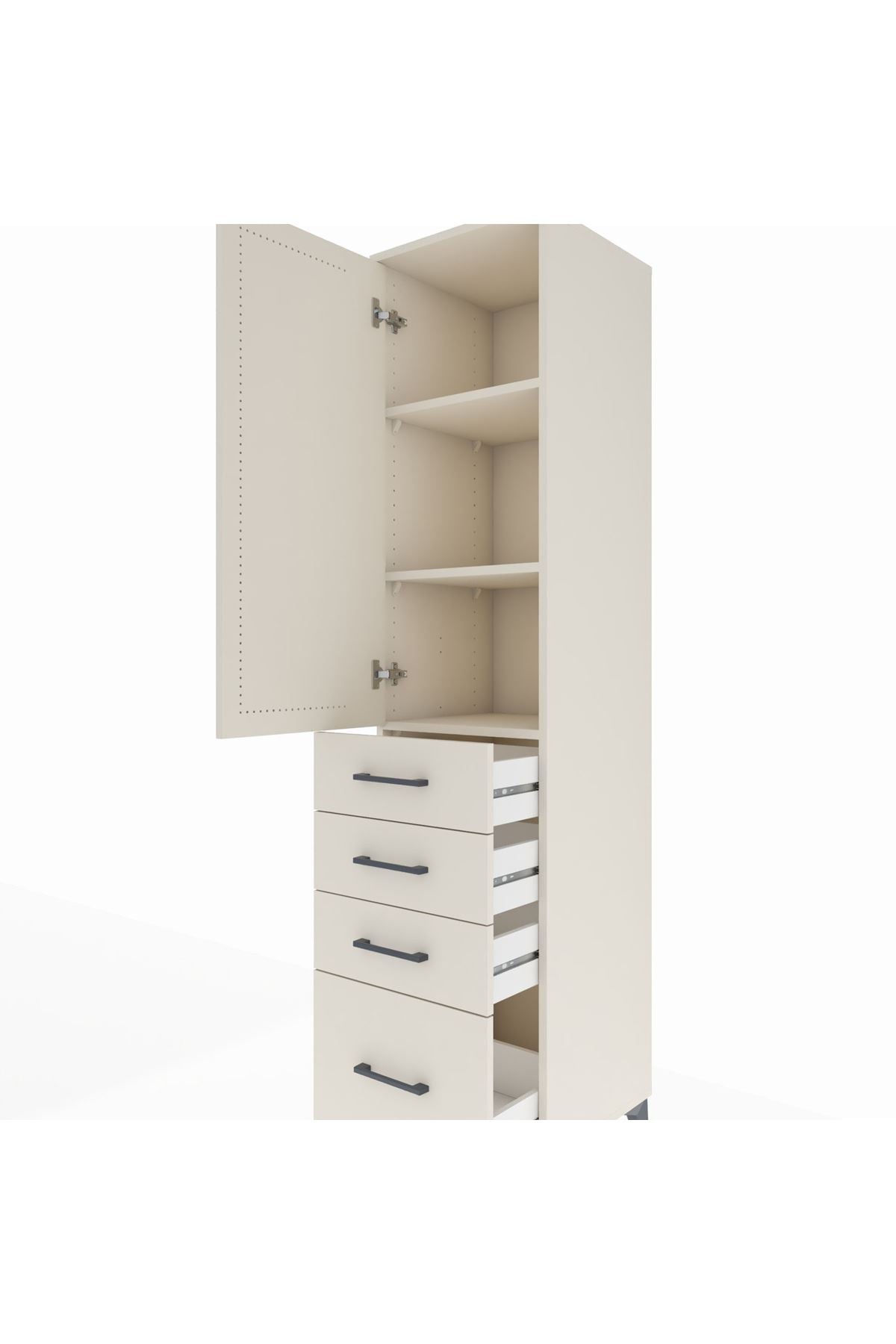 Hyperion Dolap 3 Raflı 4 Çekmeceli Tek Kapaklı 44x44x195 Aytaşı-Aytaşı