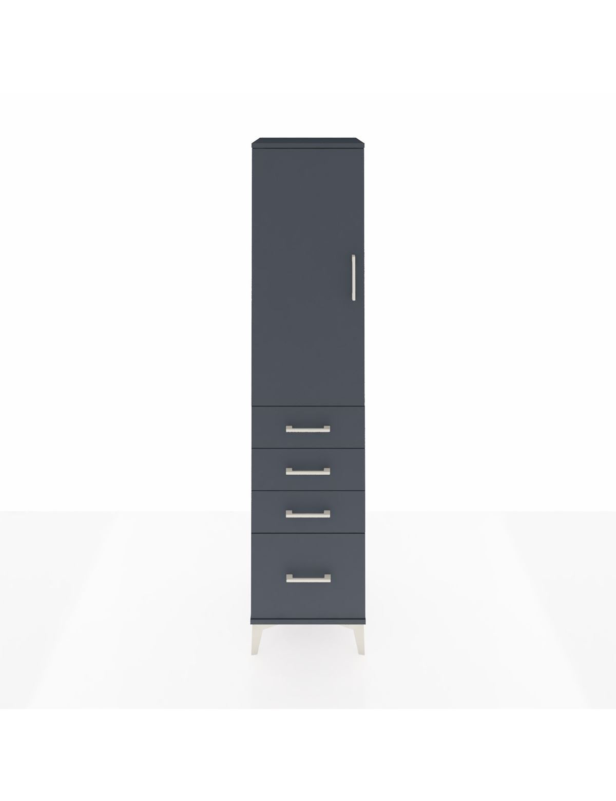 Hyperion Dolap 3 Raflı 4 Çekmeceli Tek Kapaklı 44x44x195 Antrasit-Antrasit