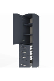 Hyperion Dolap 3 Raflı 4 Çekmeceli Tek Kapaklı 44x44x195 Antrasit-Antrasit