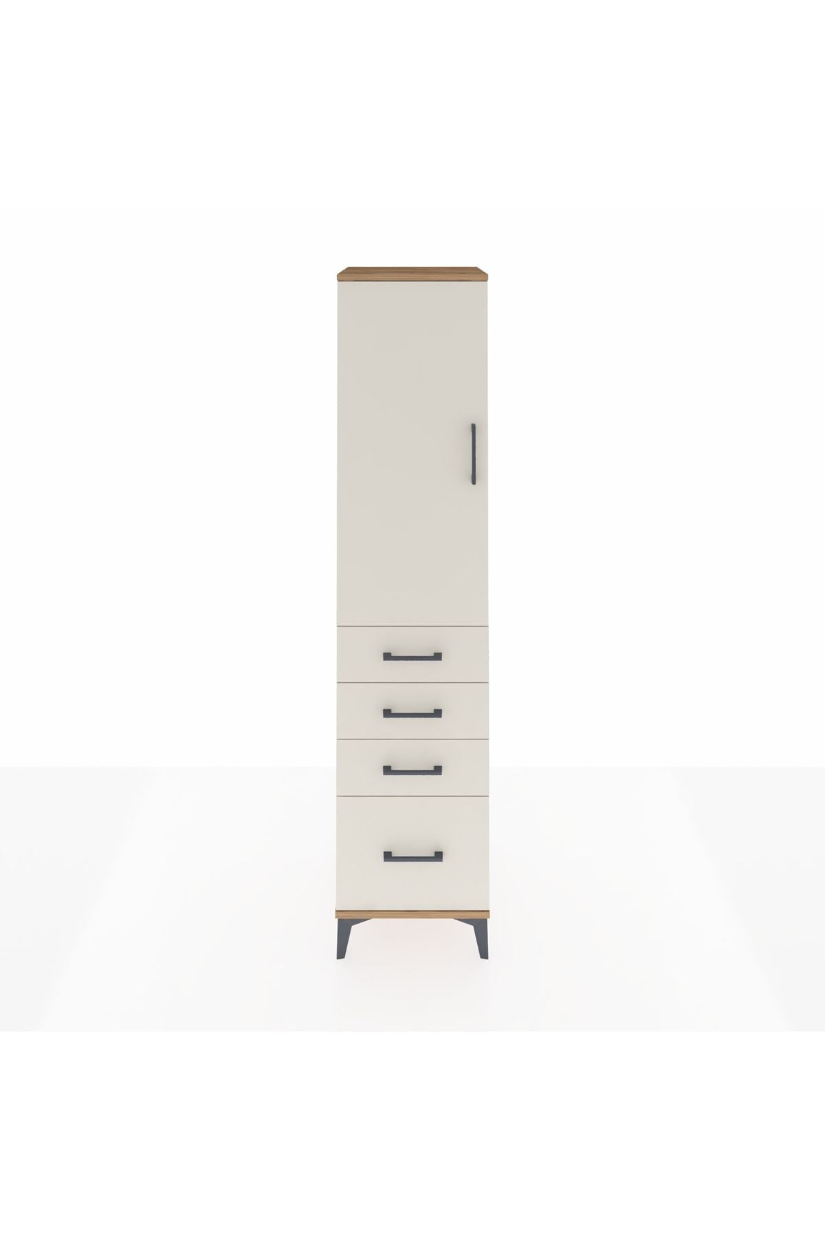 Hyperion Dolap 3 Raflı 4 Çekmeceli Tek Kapaklı 44x44x195 Çam-Aytaşı