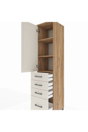 Hyperion Dolap 3 Raflı 4 Çekmeceli Tek Kapaklı 44x44x195 Çam-Aytaşı