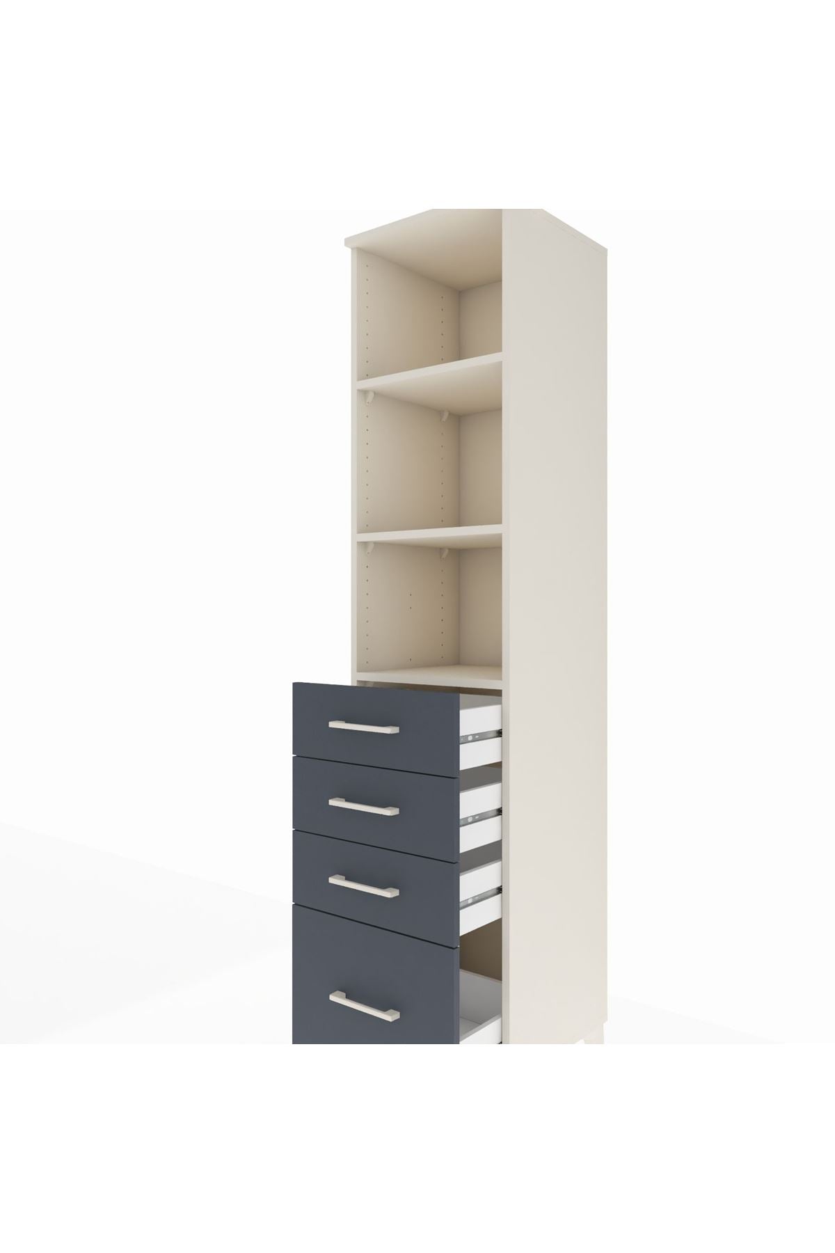 Hyperion Dolap 3 Raflı 4 Çekmeceli 44x44x195 Aytaşı-Antrasit