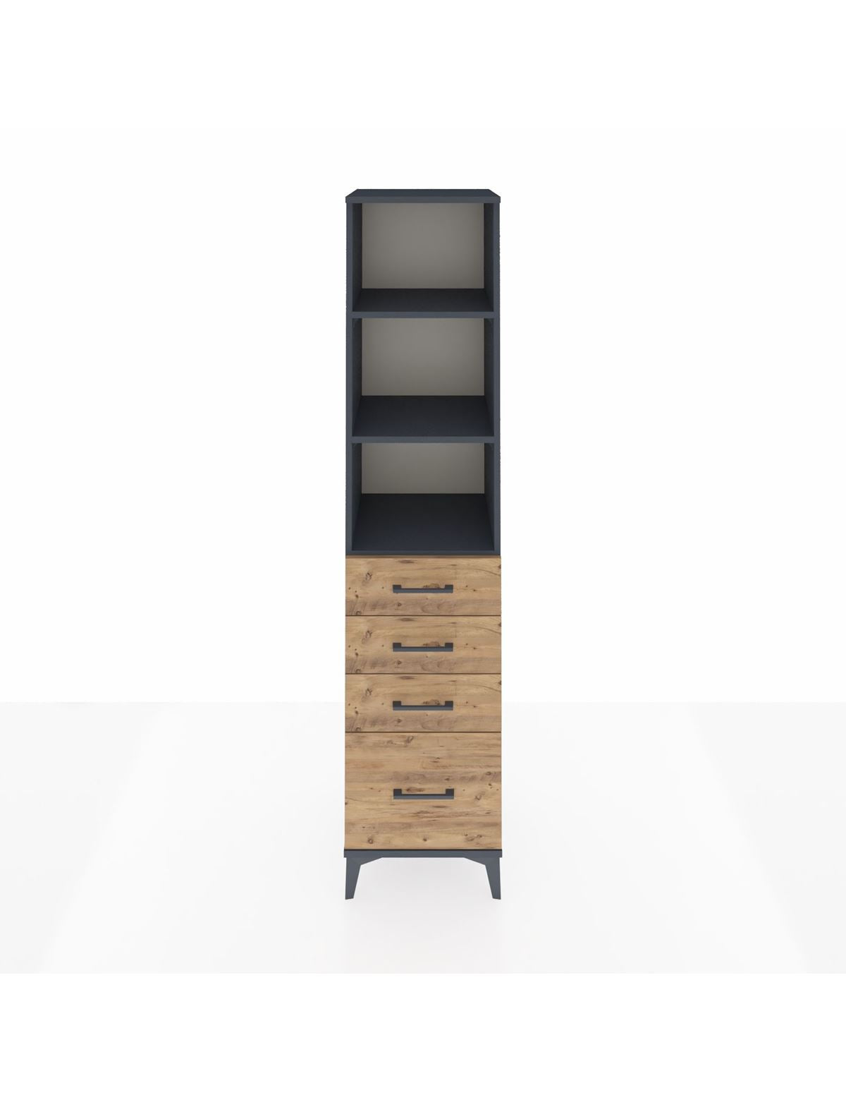 Hyperion Dolap 3 Raflı 4 Çekmeceli 44x44x195 Antrasit-Çam