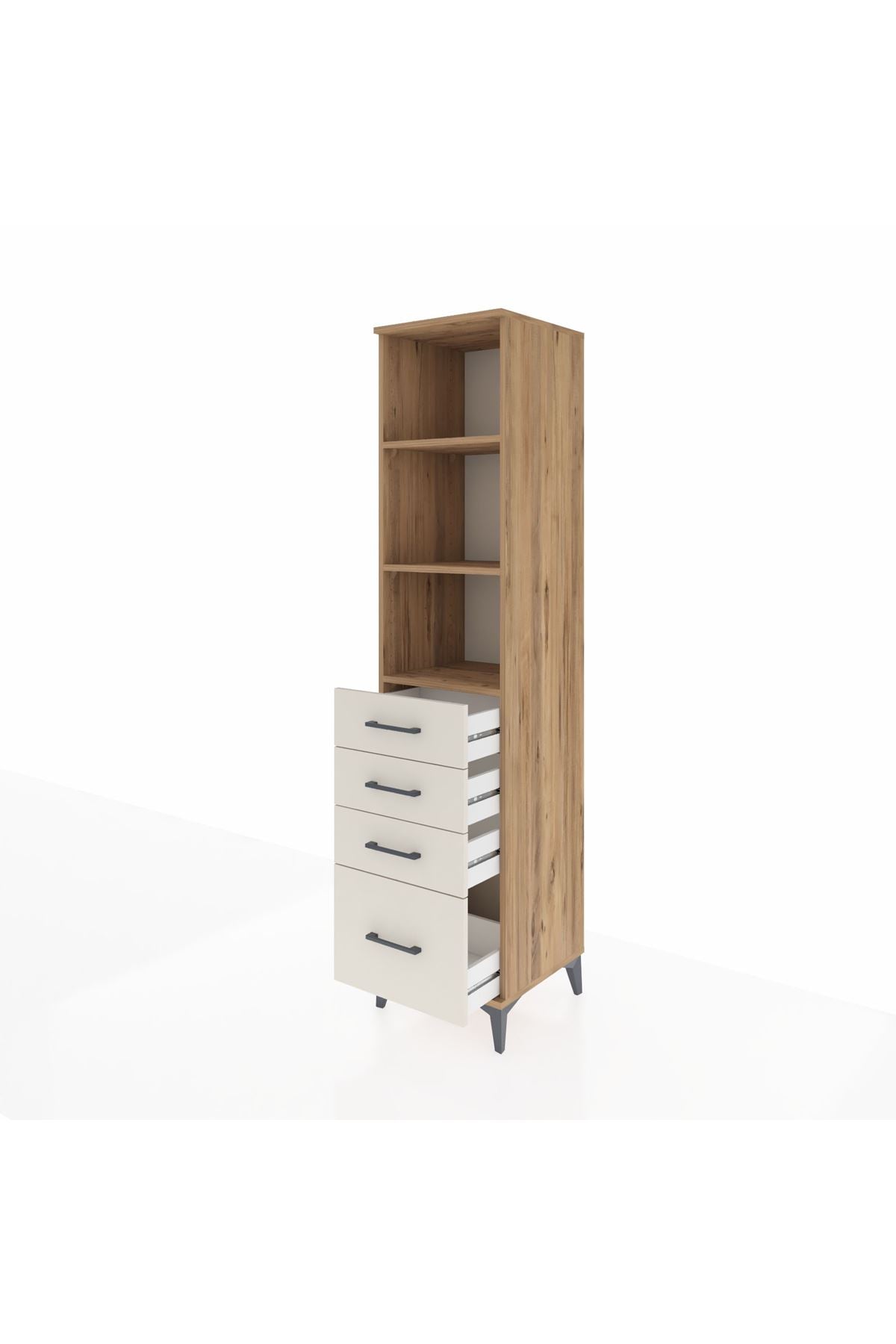 Hyperion Dolap 3 Raflı 4 Çekmeceli 44x44x195 Çam-Aytaşı