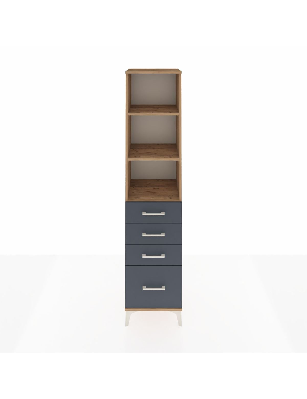 Hyperion Dolap 3 Raflı 4 Çekmeceli 44x44x195 Çam-Antrasit