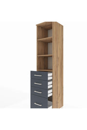 Hyperion Dolap 3 Raflı 4 Çekmeceli 44x44x195 Çam-Antrasit