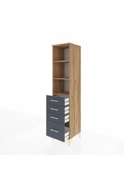 Hyperion Dolap 3 Raflı 4 Çekmeceli 44x44x195 Çam-Antrasit