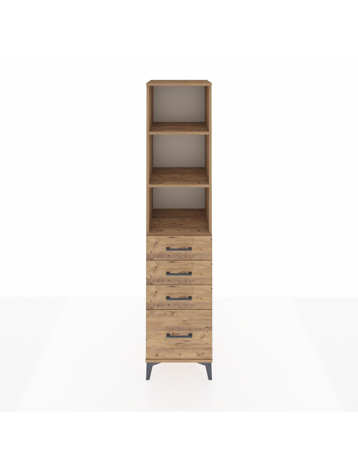 Hyperion Dolap 3 Raflı 4 Çekmeceli 44x44x195 Çam-Çam