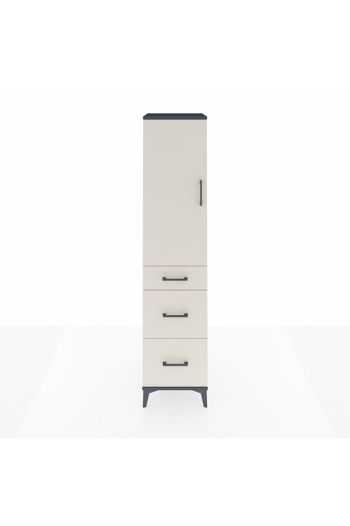 Hyperion Dolap Tek Raflı 3 Çekmeceli Tek Askılı 44x44x195 Antrasit-Aytaşı
