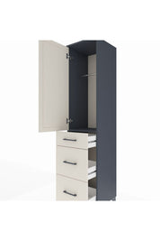 Hyperion Dolap Tek Raflı 3 Çekmeceli Tek Askılı 44x44x195 Antrasit-Aytaşı