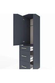 Hyperion Dolap Tek Raflı 3 Çekmeceli Tek Askılı 44x44x195 Antrasit-Antrasit