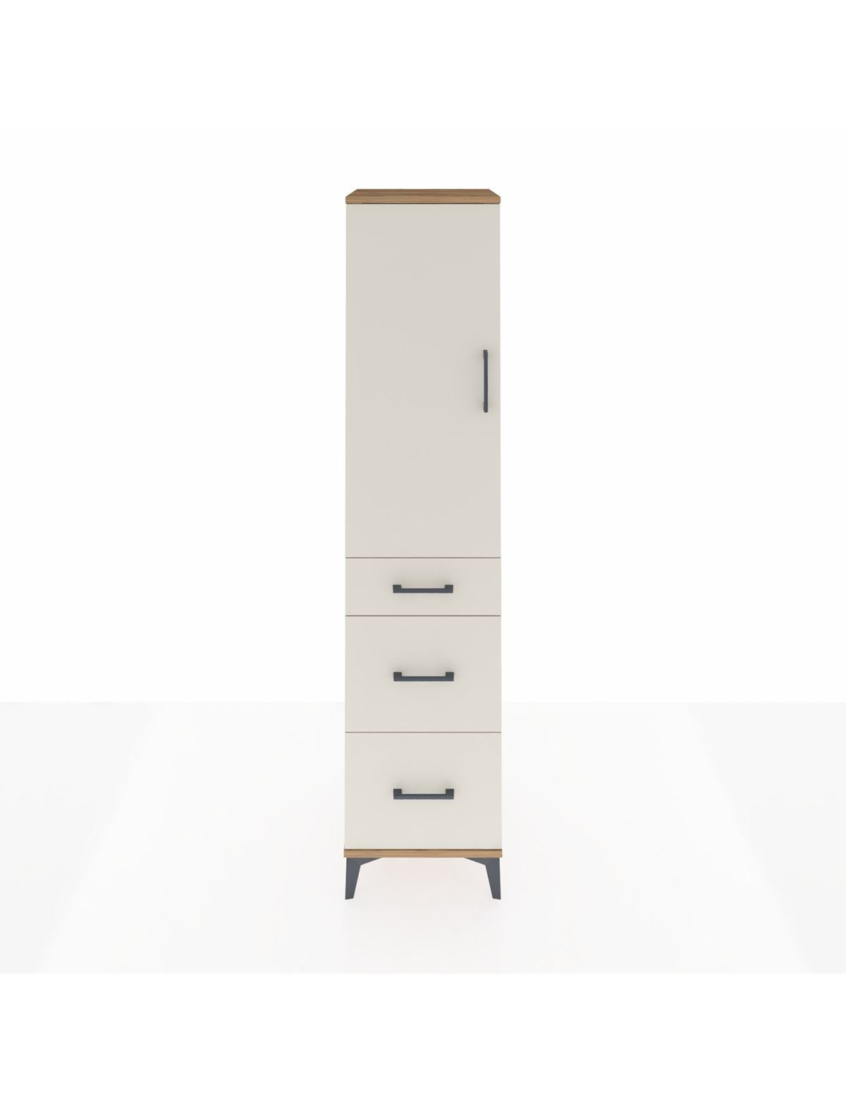 Hyperion Dolap Tek Raflı 3 Çekmeceli Tek Askılı 44x44x195 Çam-Aytaşı