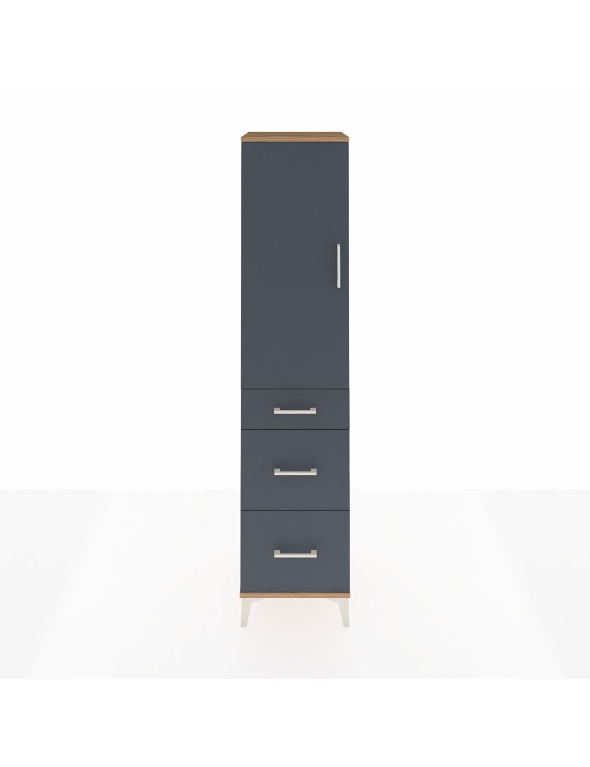 Hyperion Dolap 3 Raflı 3 Çekmeceli 44x44x195 Çam-Antrasit