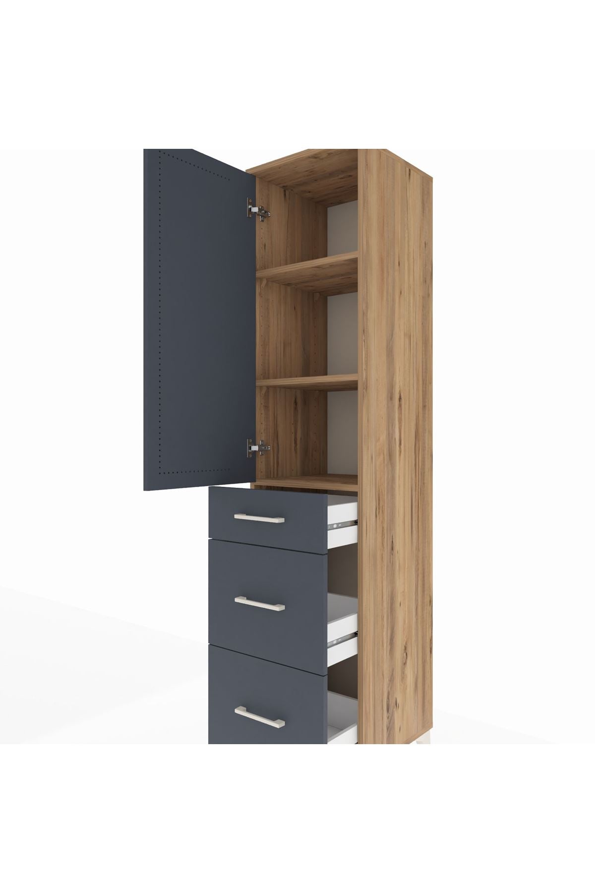 Hyperion Dolap 3 Raflı 3 Çekmeceli 44x44x195 Çam-Antrasit