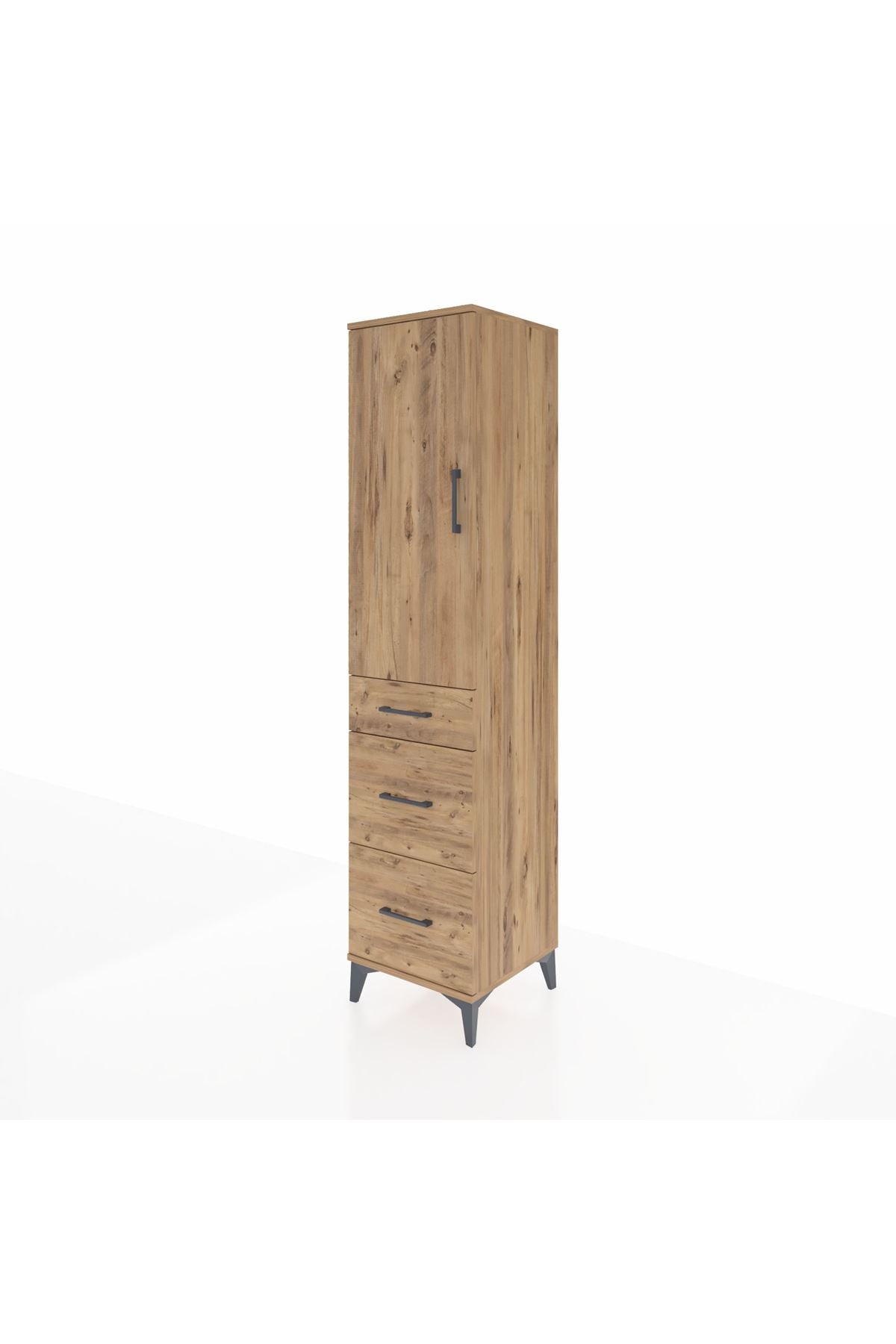 Hyperion Dolap 3 Raflı 3 Çekmeceli 44x44x195 Çam-Çam