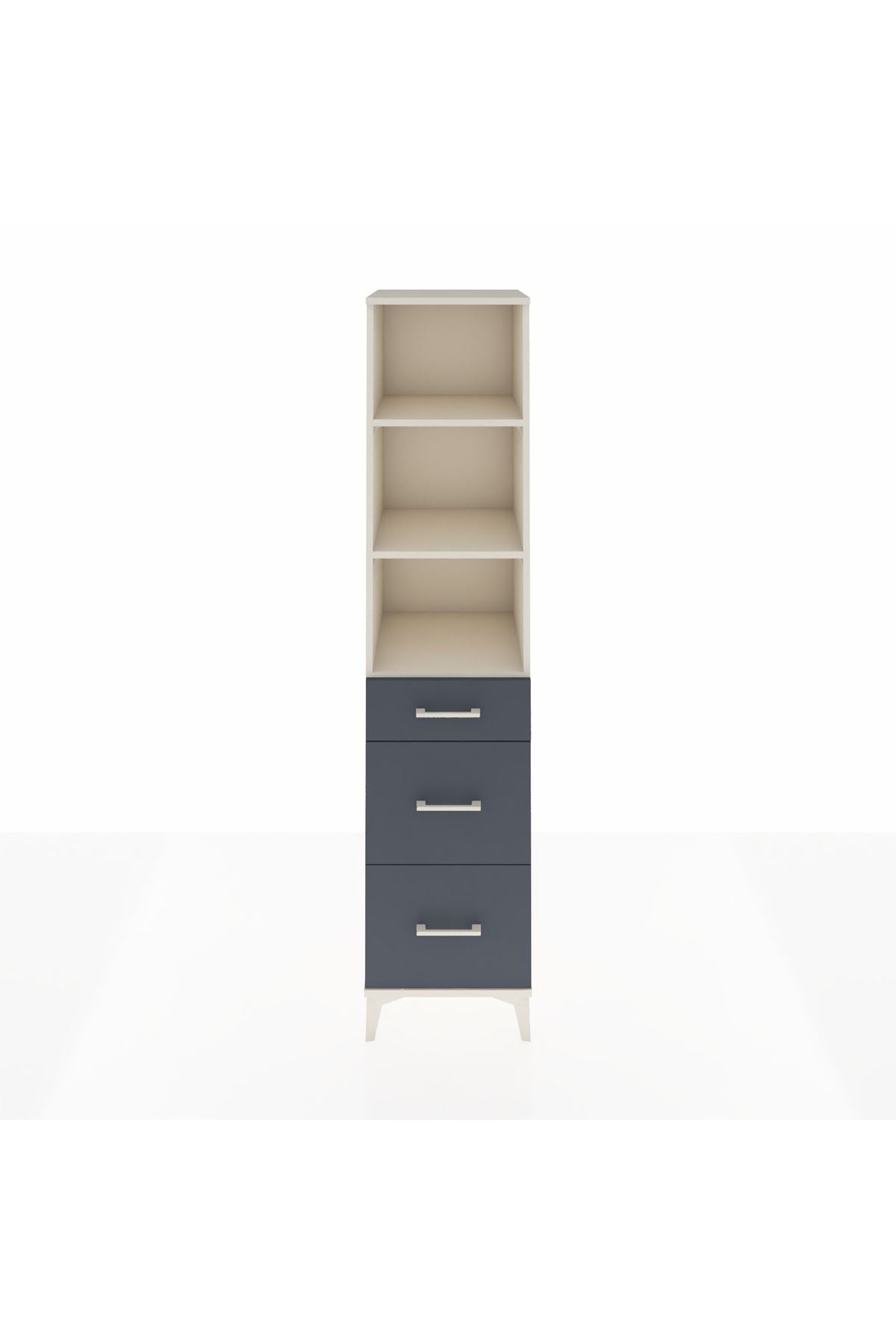 Hyperion Dolap 3 Raflı 3 Çekmeceli Tek Kapaklı 44x44x195 Aytaşı-Antrasit