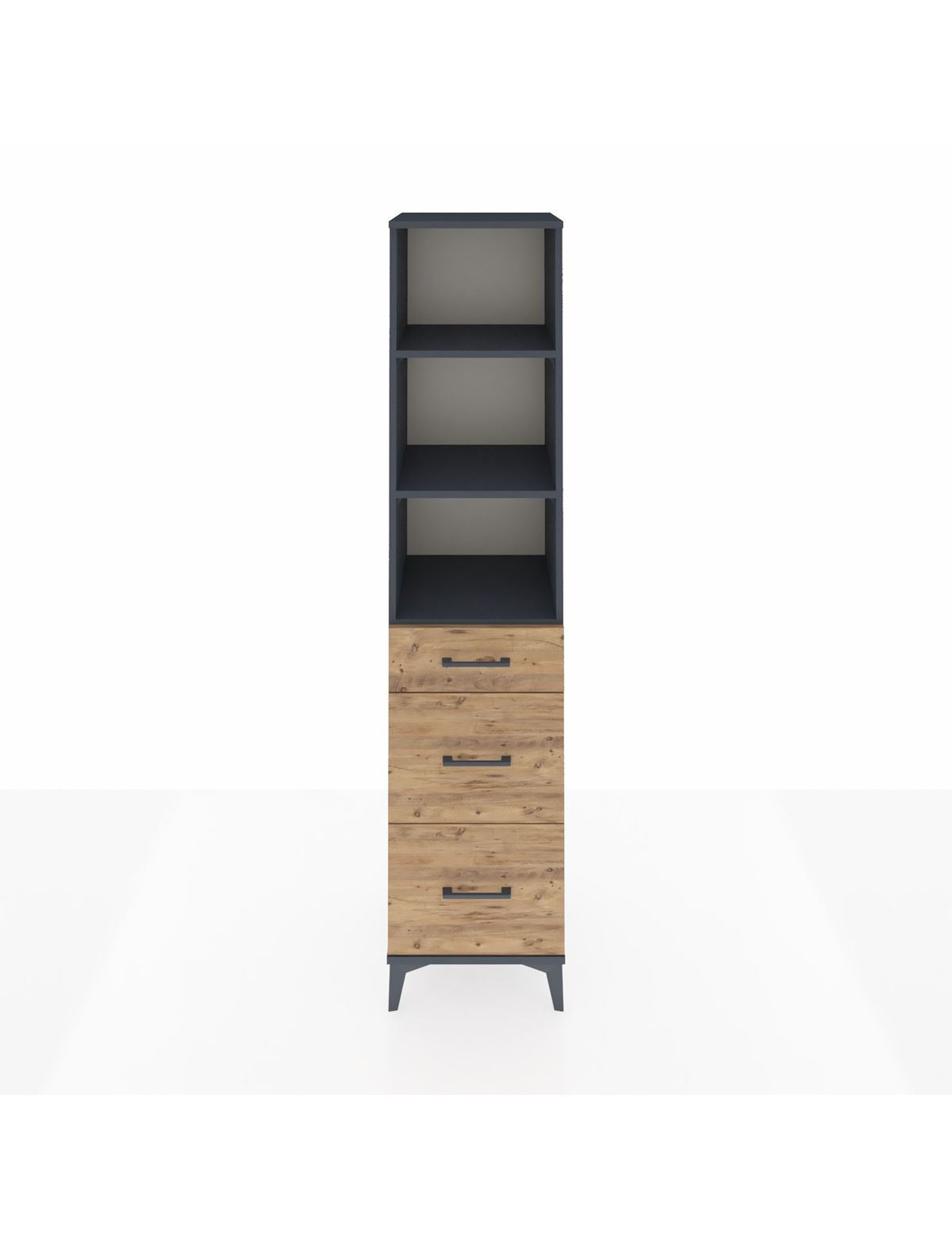 Hyperion Dolap 3 Raflı 3 Çekmeceli Tek Kapaklı 44x44x195 Antrasit-Çam