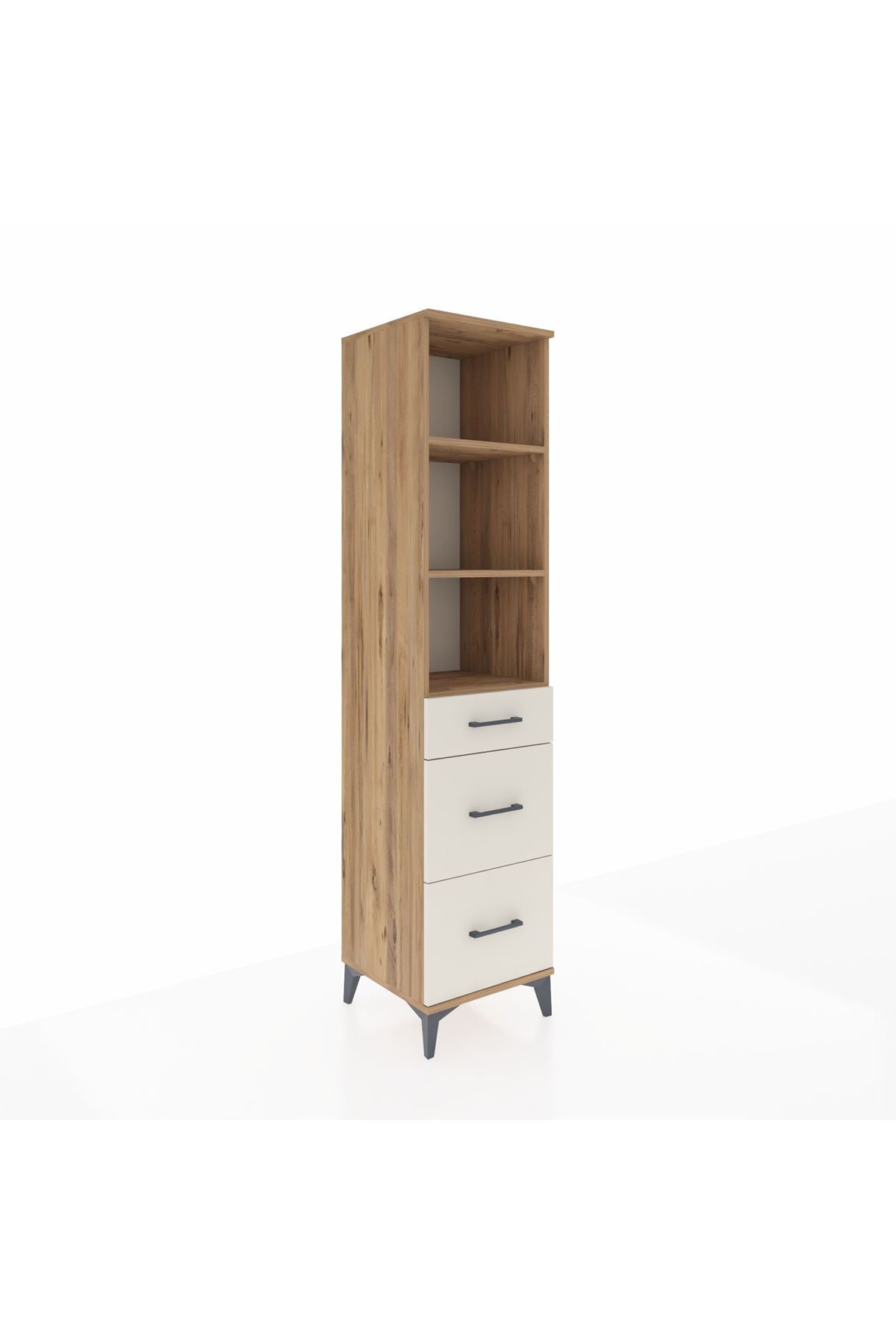 Hyperion Dolap 3 Raflı 3 Çekmeceli Tek Kapaklı 44x44x195 Çam-Aytaşı