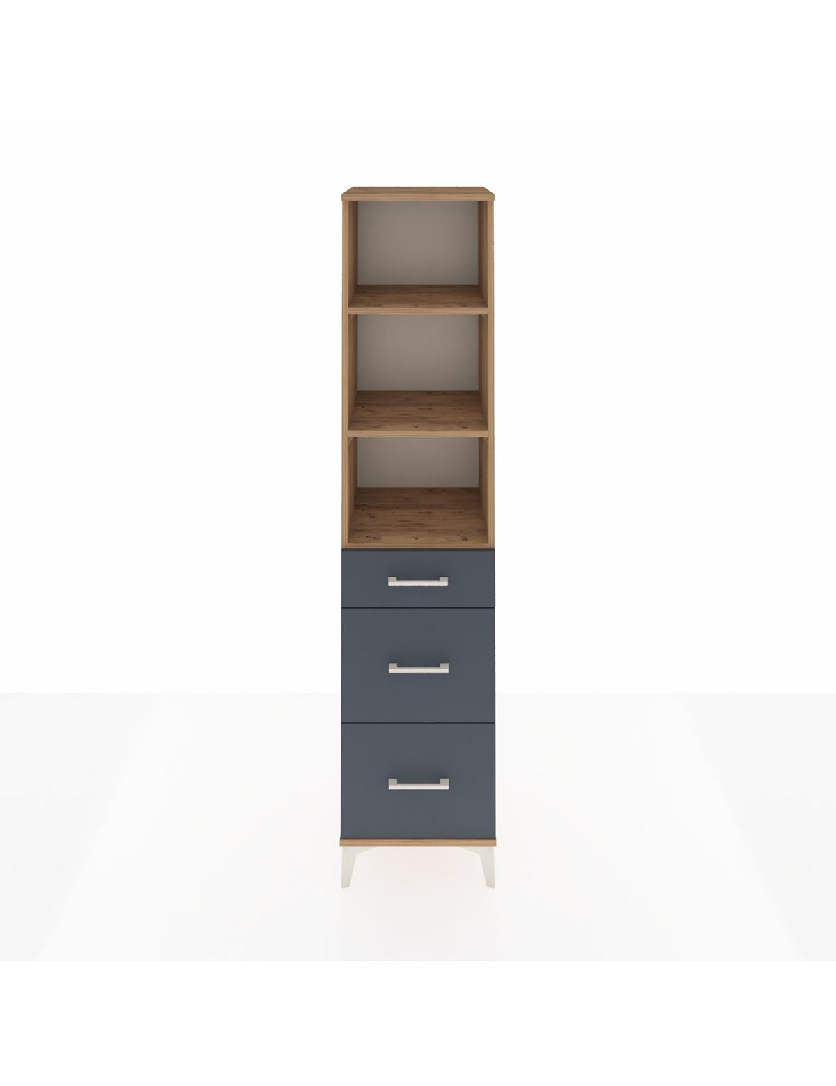 Hyperion Dolap 3 Raflı 3 Çekmeceli Tek Kapaklı 44x44x195 Çam-Antrasit