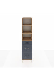 Hyperion Dolap 3 Raflı 3 Çekmeceli Tek Kapaklı 44x44x195 Çam-Antrasit