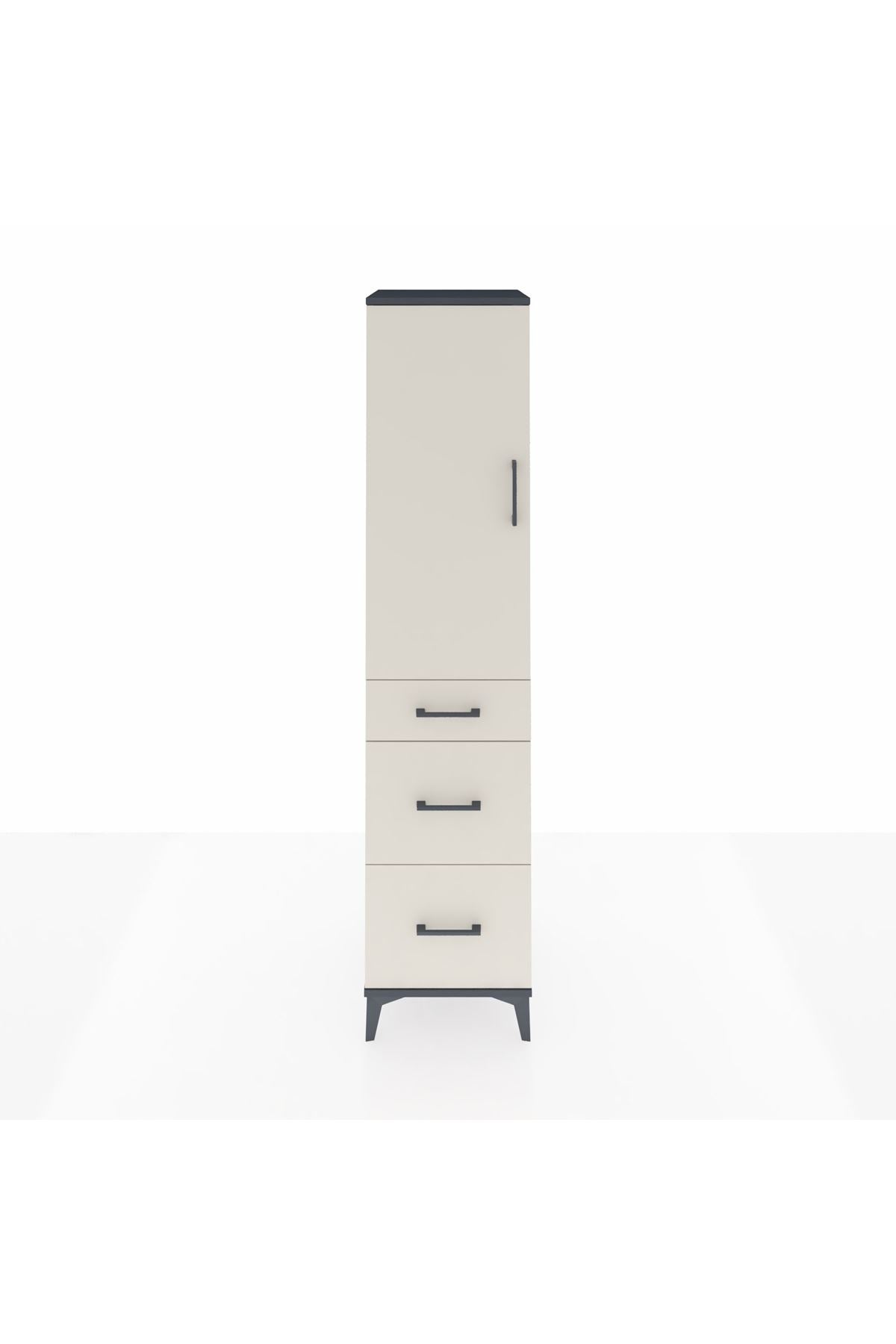Hyperion Dolap Tek Raflı 3 Çekmeceli Tek Askılı 44x44x195 Antrasit-Aytaşı