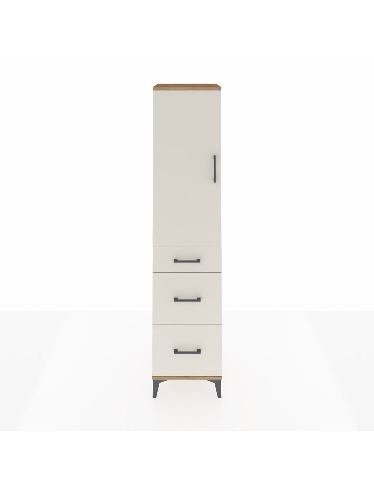 Hyperion Dolap Tek Raflı 3 Çekmeceli Tek Askılı 44x44x195 Çam-Aytaşı