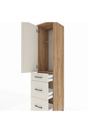Hyperion Dolap Tek Raflı 3 Çekmeceli Tek Askılı 44x44x195 Çam-Aytaşı