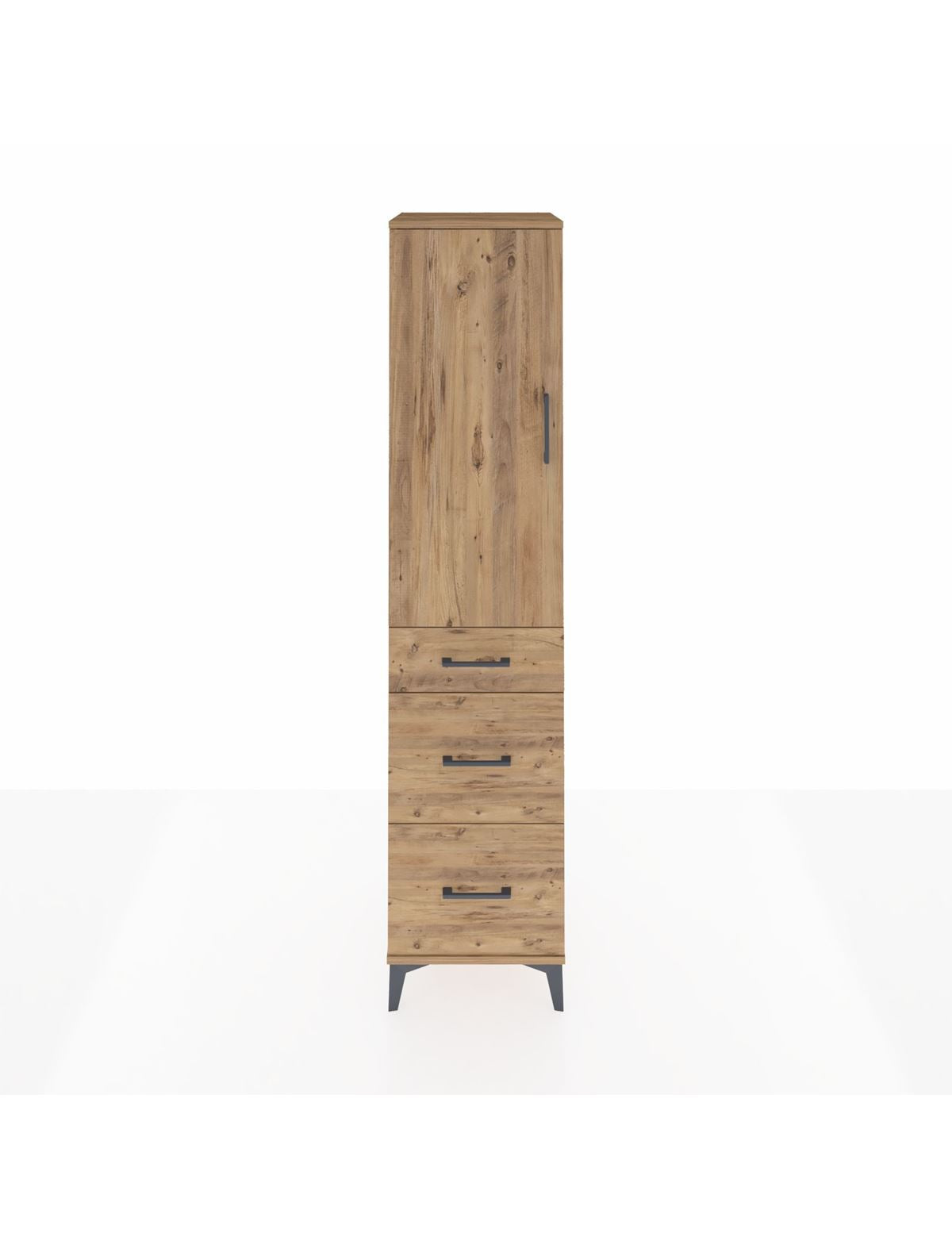 Hyperion Dolap Tek Raflı 3 Çekmeceli Tek Askılı 44x44x195 Çam-Çam