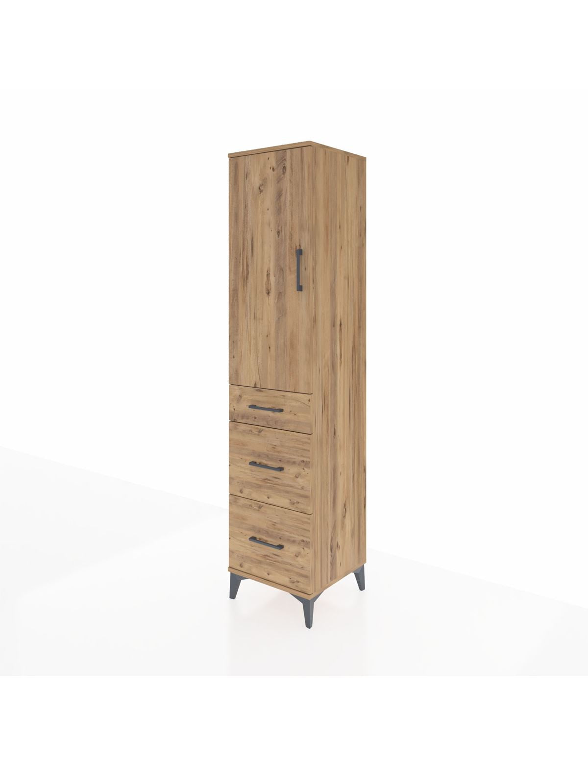 Hyperion Dolap Tek Raflı 3 Çekmeceli Tek Askılı 44x44x195 - S58M068V9B