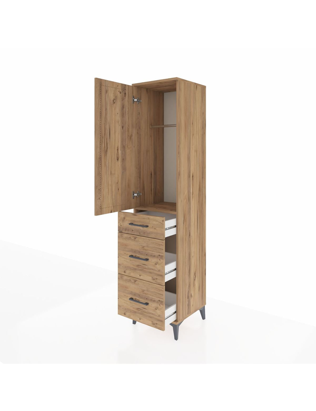 Hyperion Dolap Tek Raflı 3 Çekmeceli Tek Askılı 44x44x195 - S58M068V9B