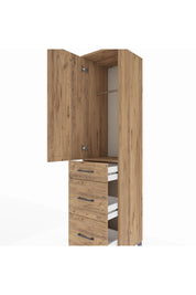 Hyperion Dolap Tek Raflı 3 Çekmeceli Tek Askılı 44x44x195 Çam-Çam