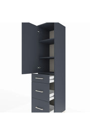 Hyperion Dolap 3 Raflı 3 Çekmeceli Tek Kapaklı 44x44x195 Antrasit-Antrasit