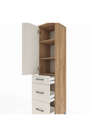 Hyperion Dolap 3 Raflı 3 Çekmeceli Tek Kapaklı 44x44x195 Çam-Aytaşı