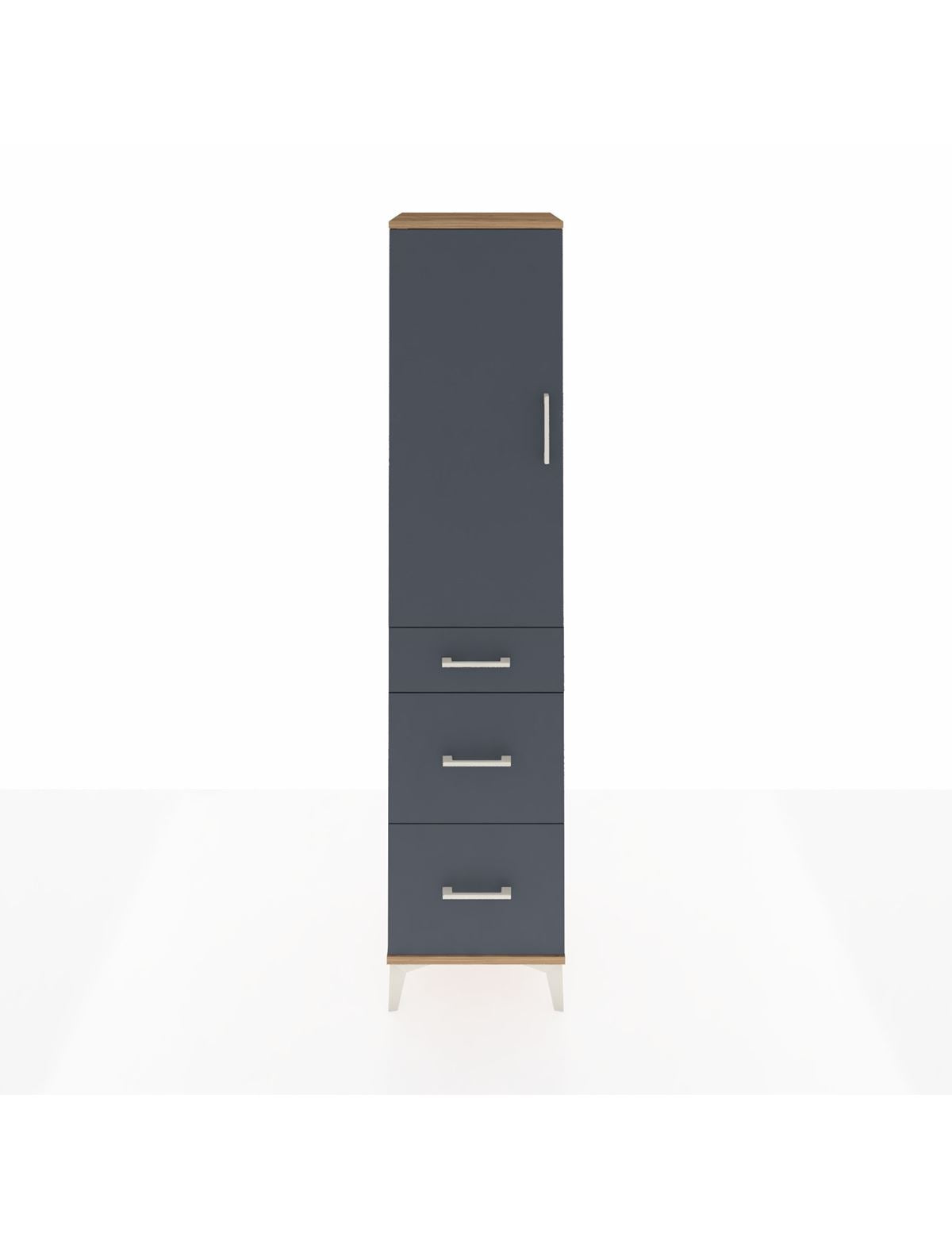 Hyperion Dolap 3 Raflı 3 Çekmeceli Tek Kapaklı 44x44x195 Çam-Antrasit