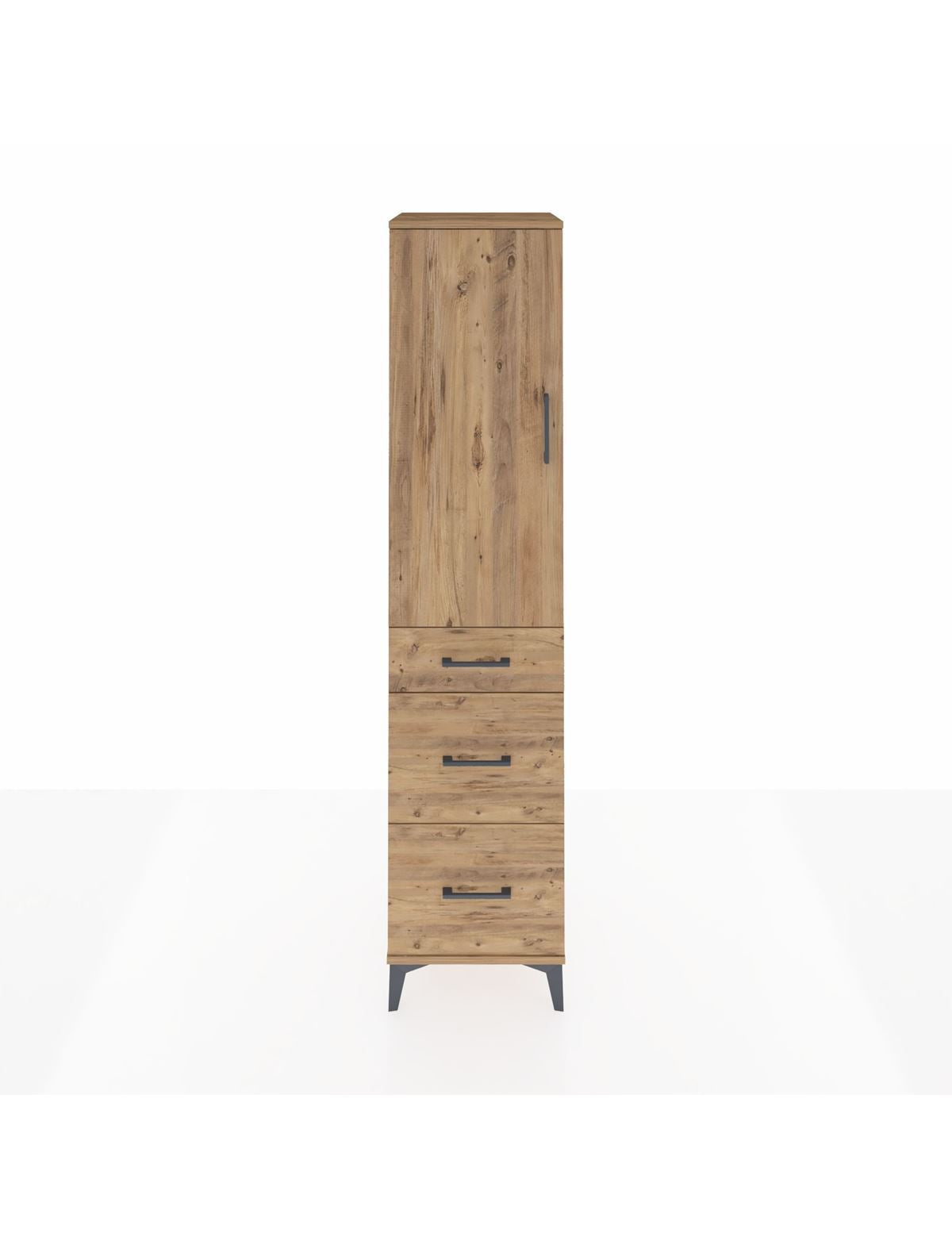 Hyperion Dolap 3 Raflı 3 Çekmeceli Tek Kapaklı 44x44x195 Çam-Çam