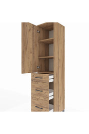 Hyperion Dolap 3 Raflı 3 Çekmeceli Tek Kapaklı 44x44x195 Çam-Çam