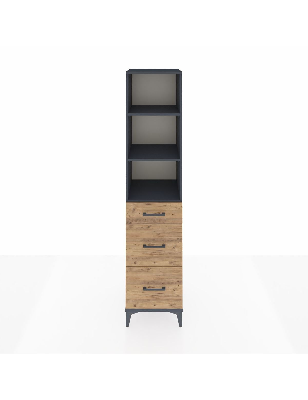 Hyperion Dolap 3 Raflı 3 Çekmeceli 44x44x195 Antrasit-Çam