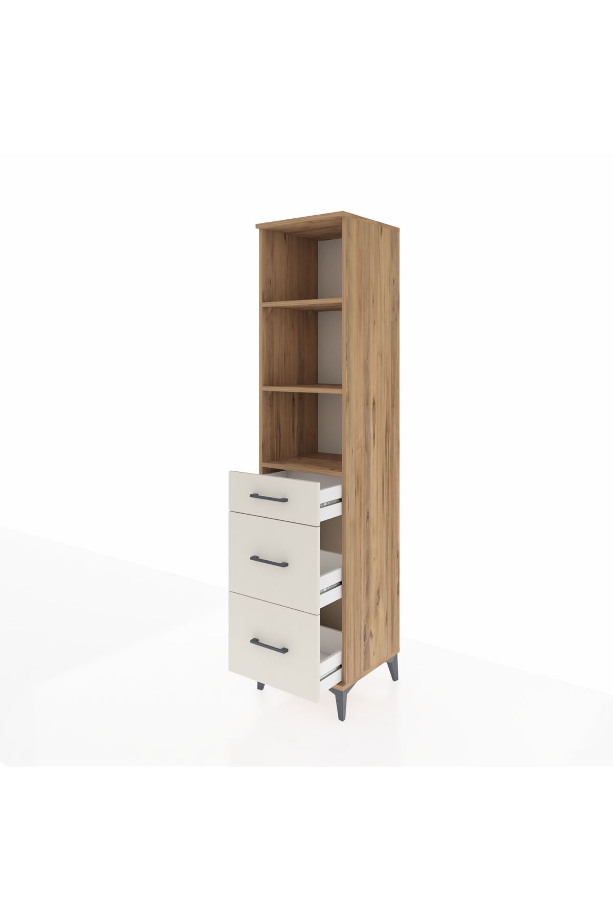 Hyperion Dolap 3 Raflı 3 Çekmeceli 44x44x195 Çam-Aytaşı
