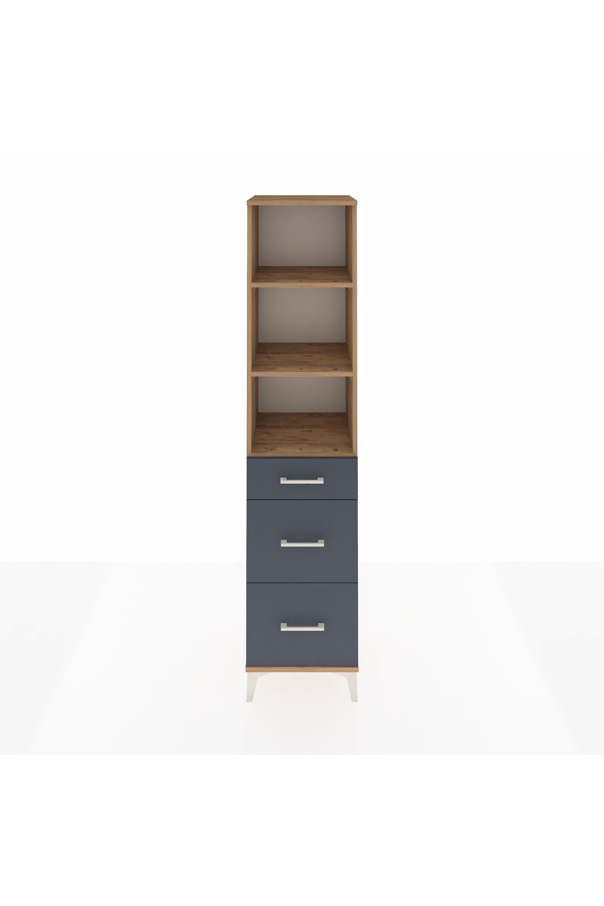 Hyperion Dolap 3 Raflı 3 Çekmeceli 44x44x195 Çam-Antrasit