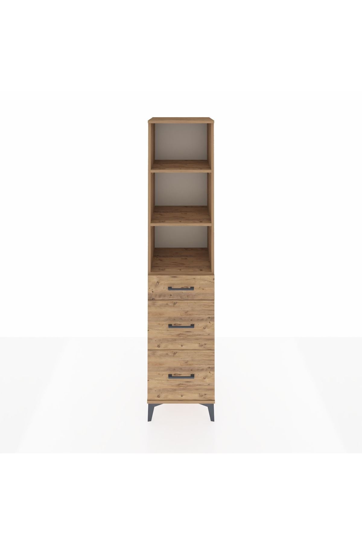 Hyperion Dolap 3 Raflı 3 Çekmeceli 44x44x195 Çam-Çam