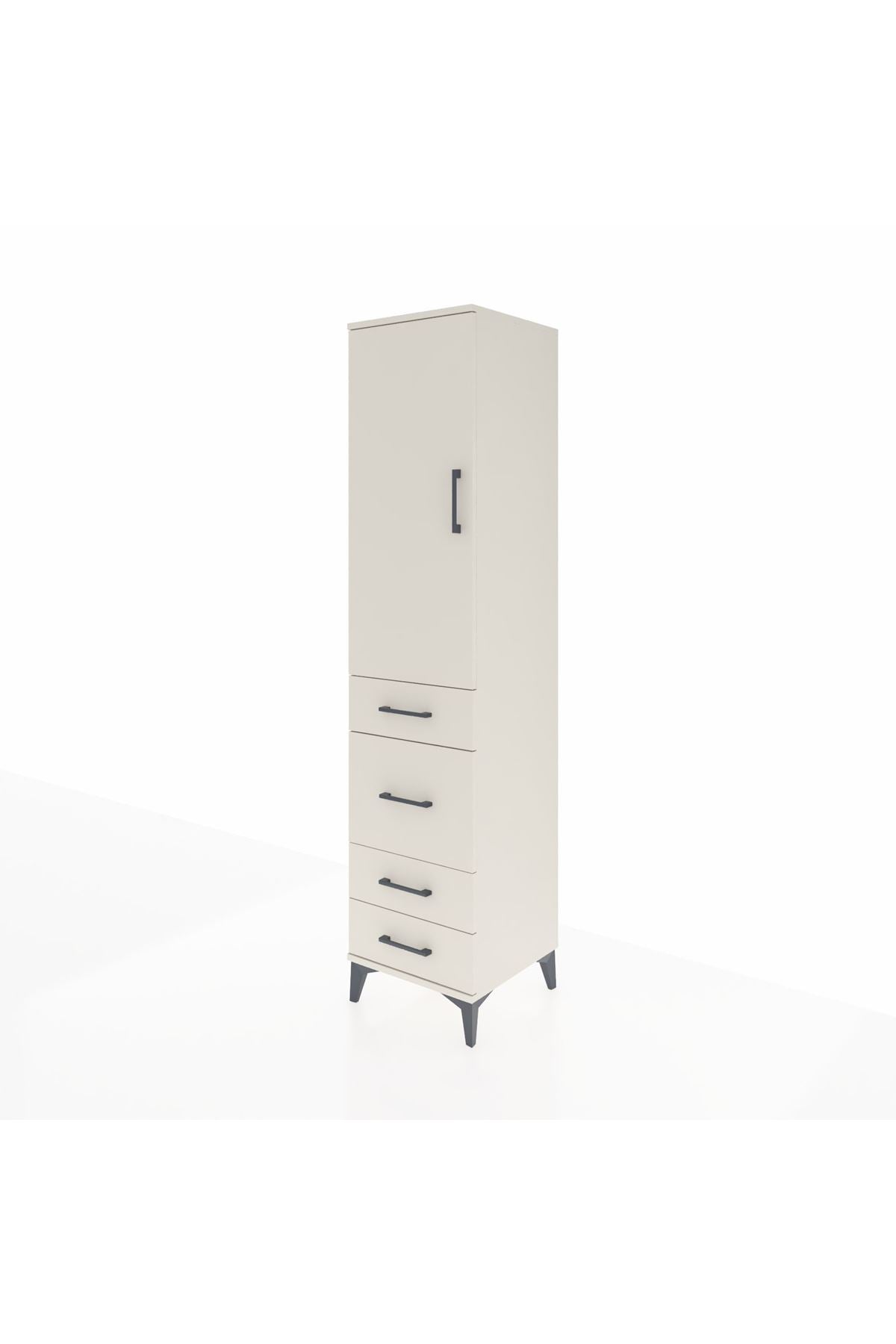 Hyperion Dolap Tek Raflı 4 Çekmeceli Tek Askılı 44x44x195 Aytaşı-Aytaşı