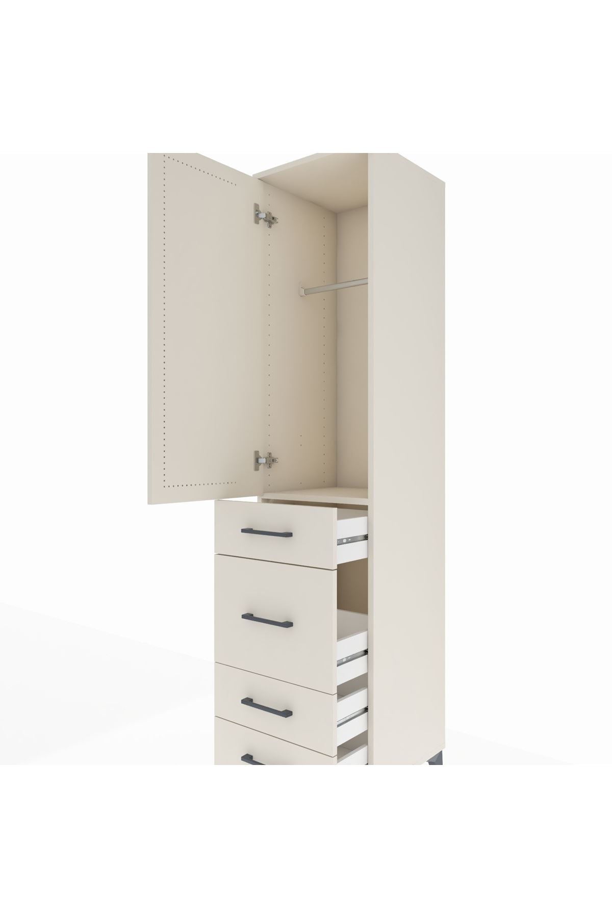 Hyperion Dolap Tek Raflı 4 Çekmeceli Tek Askılı 44x44x195 Aytaşı-Aytaşı