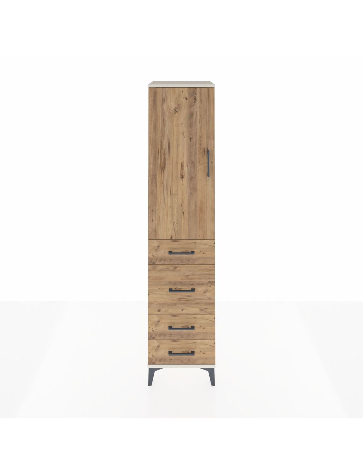 Hyperion Dolap Tek Raflı 4 Çekmeceli Tek Askılı 44x44x195 Aytaşı-Çam