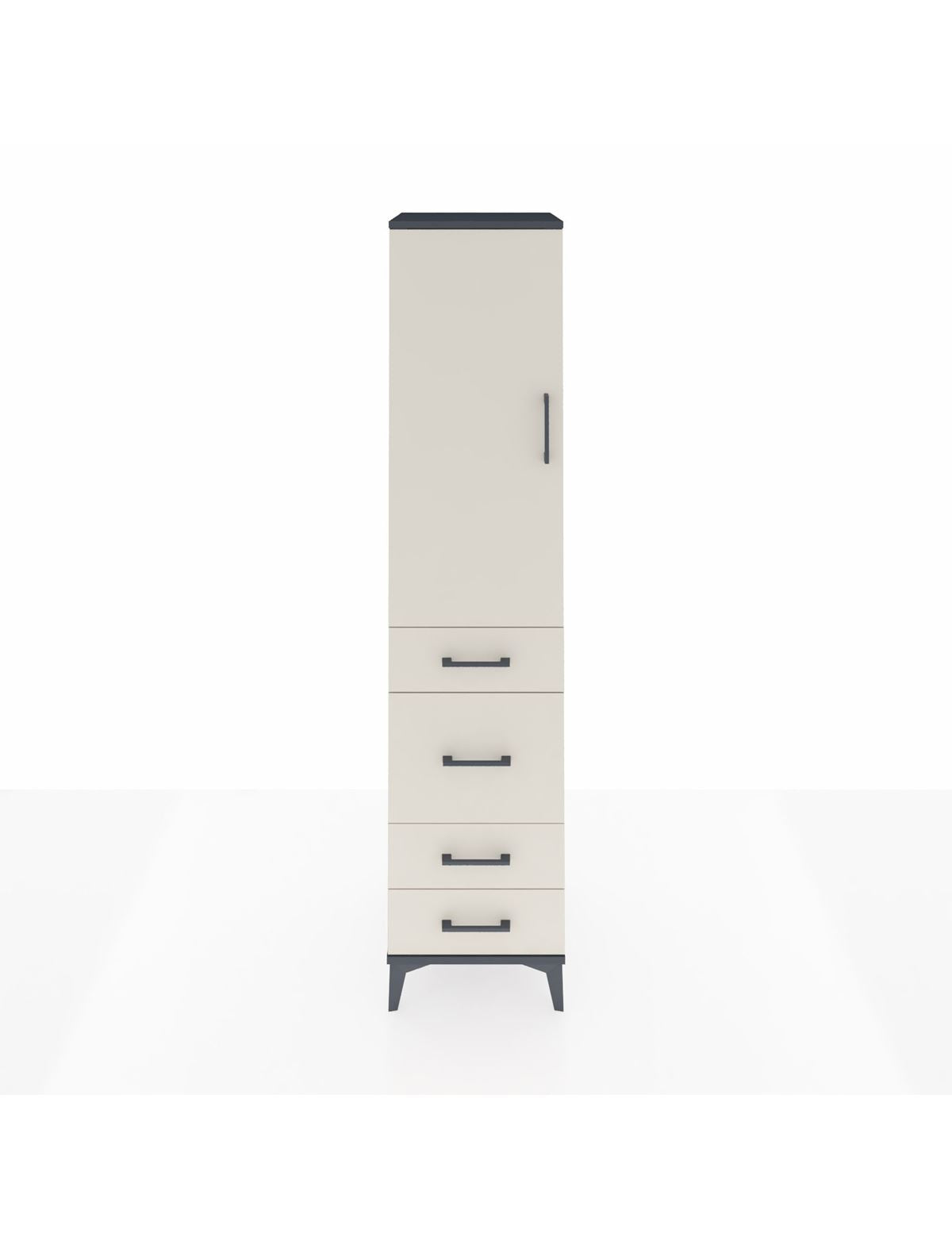 Hyperion Dolap Tek Raflı 4 Çekmeceli Tek Askılı 44x44x195 Antrasit-Aytaşı