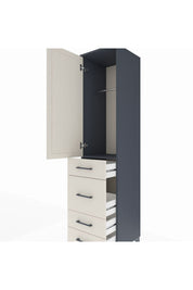 Hyperion Dolap Tek Raflı 4 Çekmeceli Tek Askılı 44x44x195 Antrasit-Aytaşı