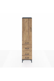 Hyperion Dolap Tek Raflı 4 Çekmeceli Tek Askılı 44x44x195 Antrasit-Çam