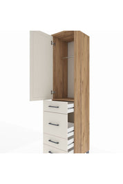 Hyperion Dolap Tek Raflı 4 Çekmeceli Tek Askılı 44x44x195 Çam-Aytaşı