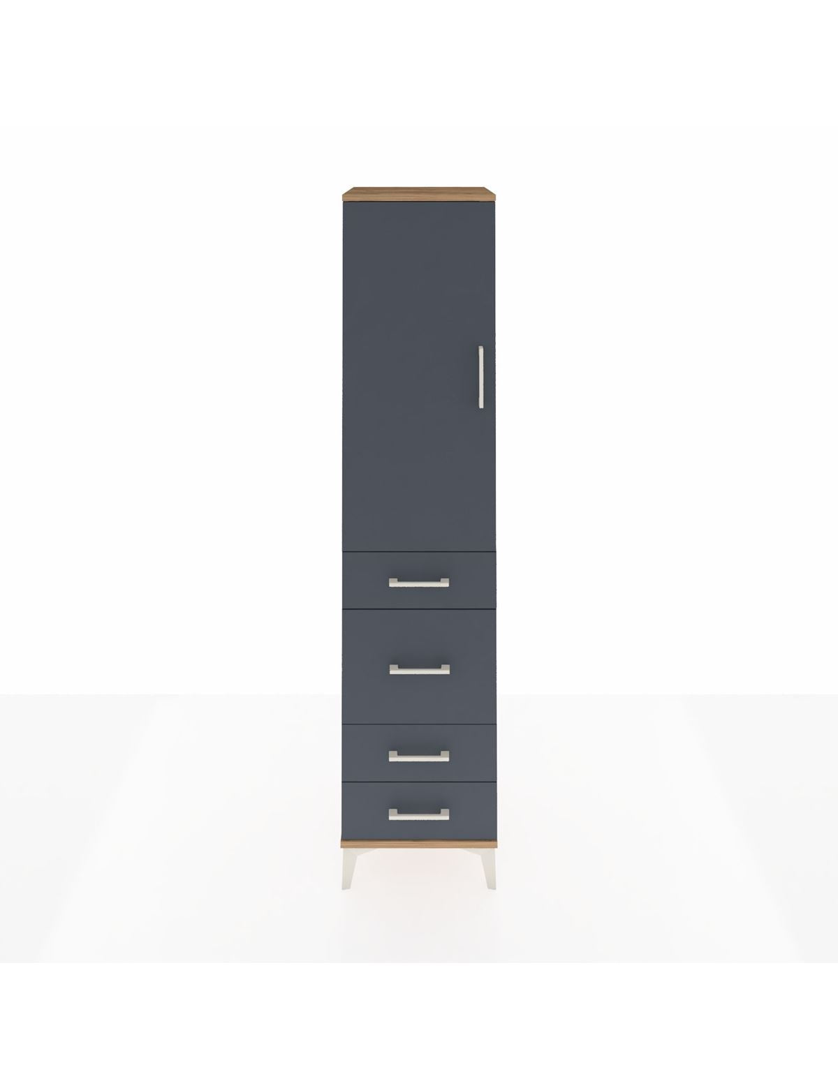 Hyperion Dolap Tek Raflı 4 Çekmeceli Tek Askılı 44x44x195 Çam-Antrasit