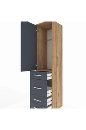Hyperion Dolap Tek Raflı 4 Çekmeceli Tek Askılı 44x44x195 Çam-Antrasit